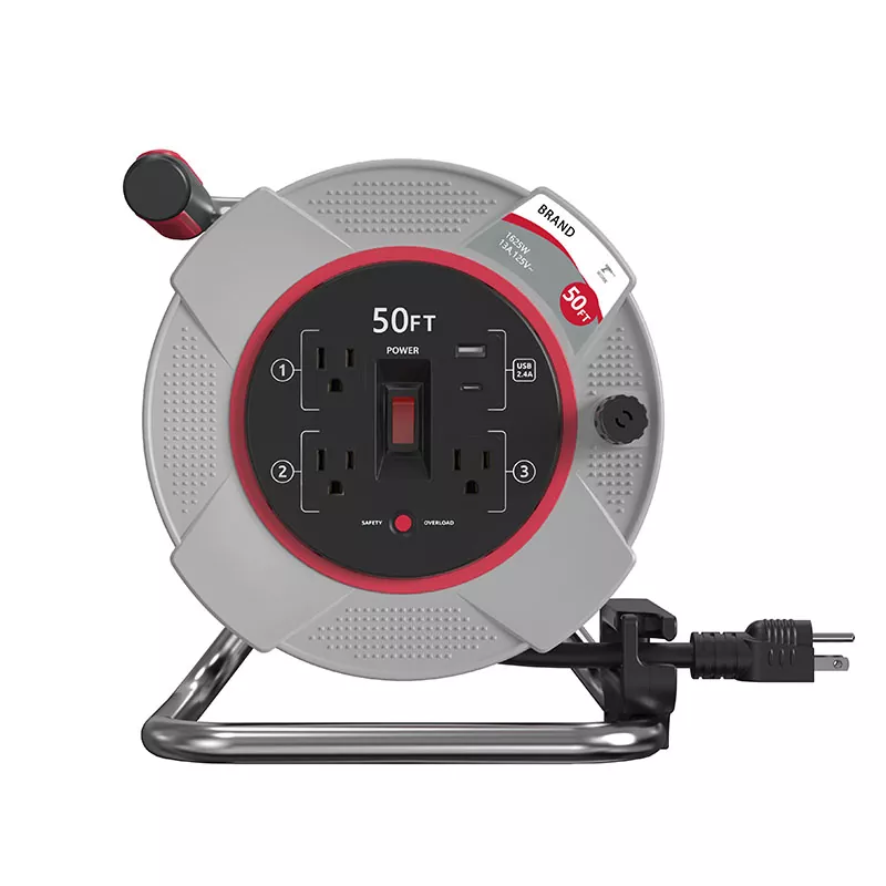 3 Çıxış Usb2.4a Plastik Şnur Makarası 50ft Aşırı Yükdən Müdafiə