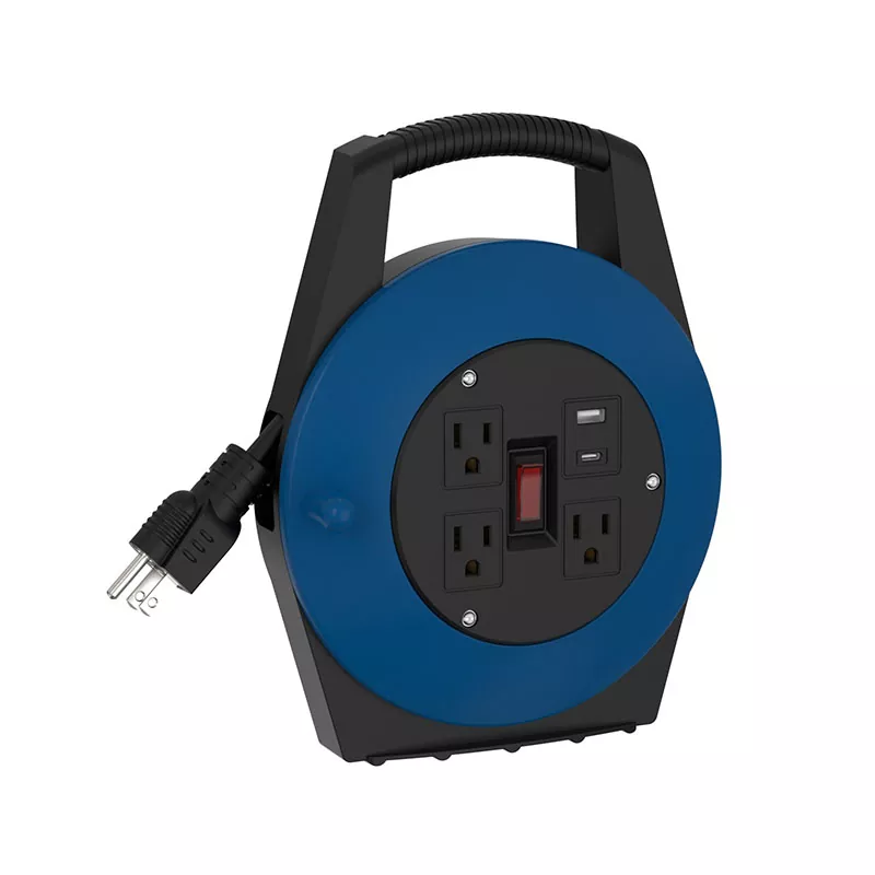 3 Outlets Usb Plastic Cord Reel